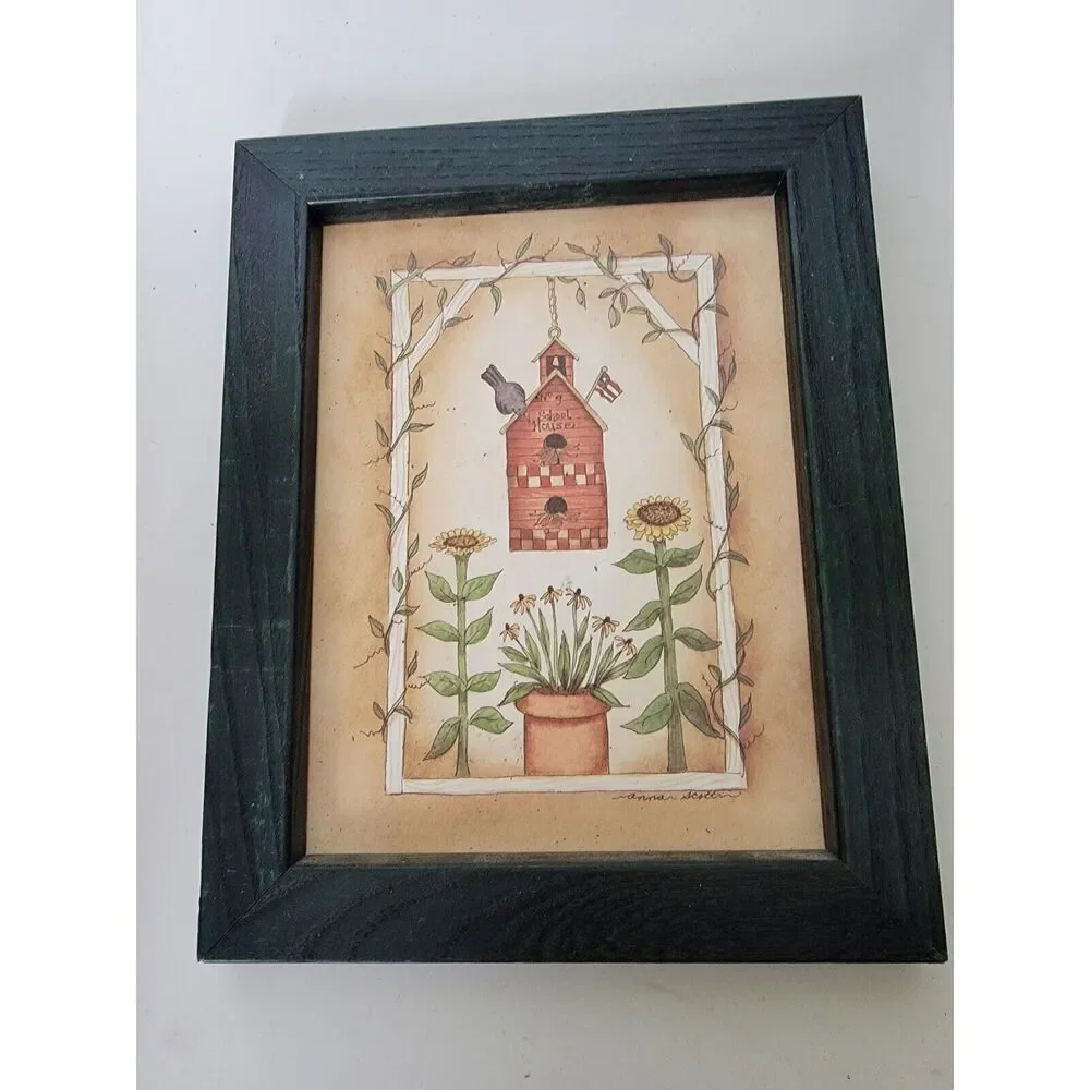 Framed Schoolhouse Art Print Picture‎ Vintage Anna Scott
